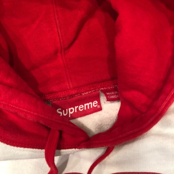 Supreme | Tops | Red And White Supreme Hoodie | Poshmark